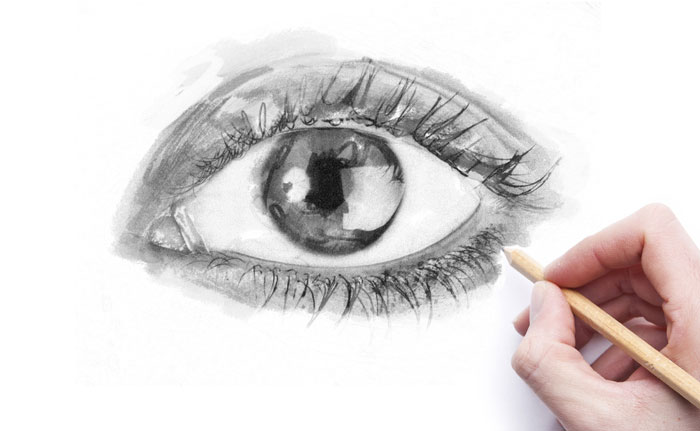 Closeup drawing of a human eye