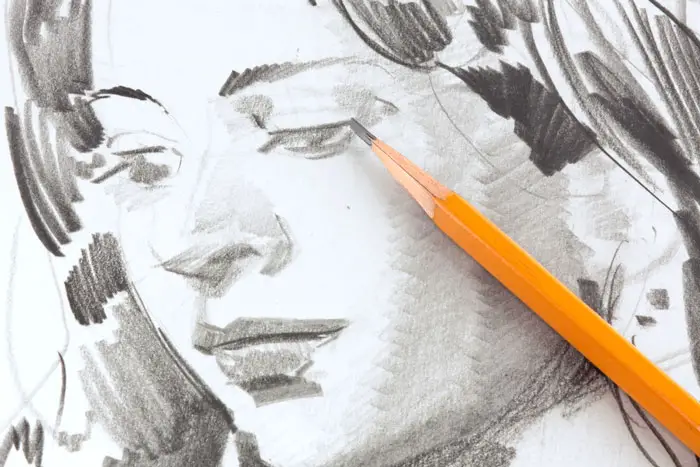 Pencil drawing of face