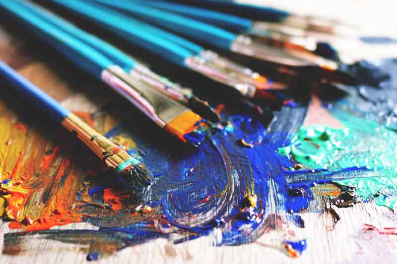 Paint brushes blue