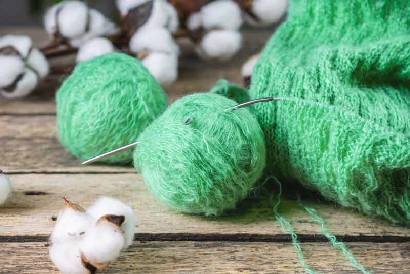 Fuzzy green yarn
