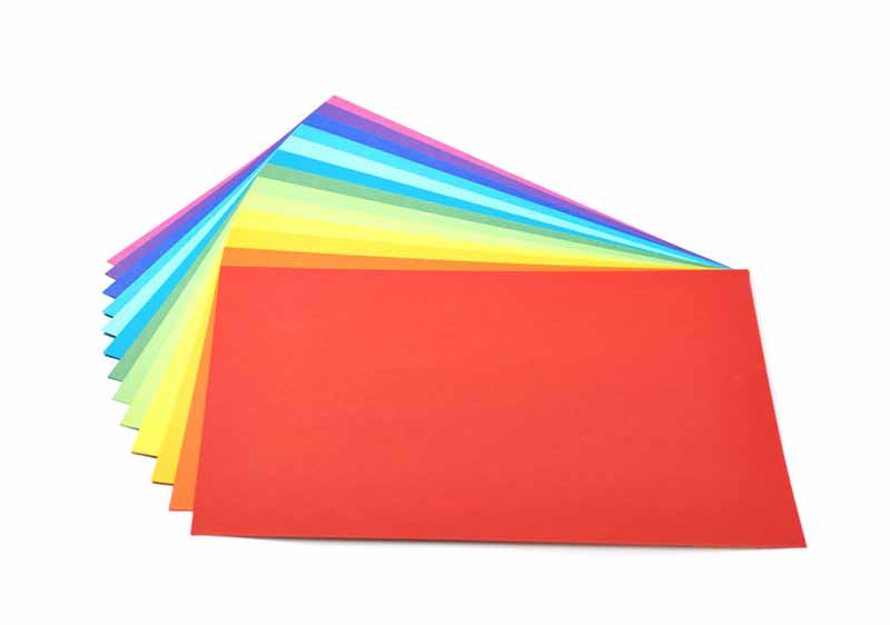 Colored sheets of cardboard