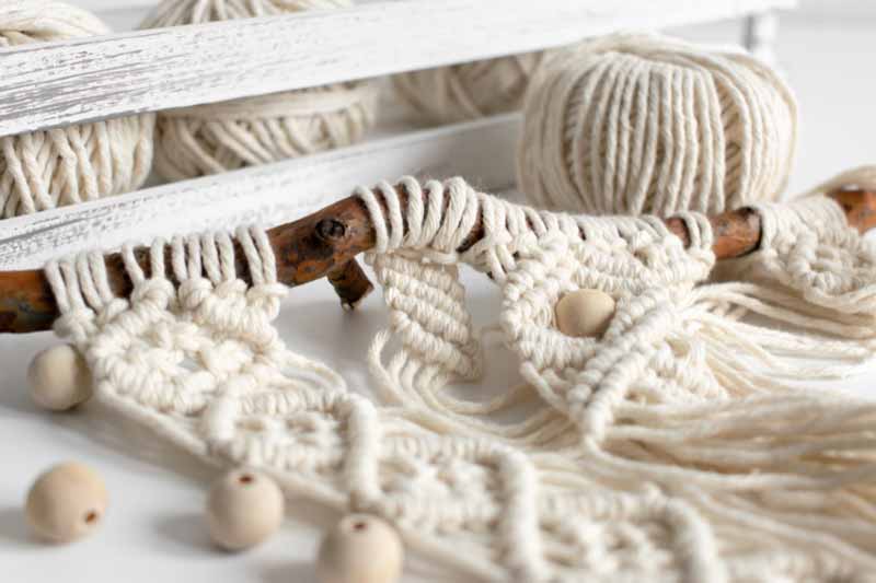 Wool yarn macrame